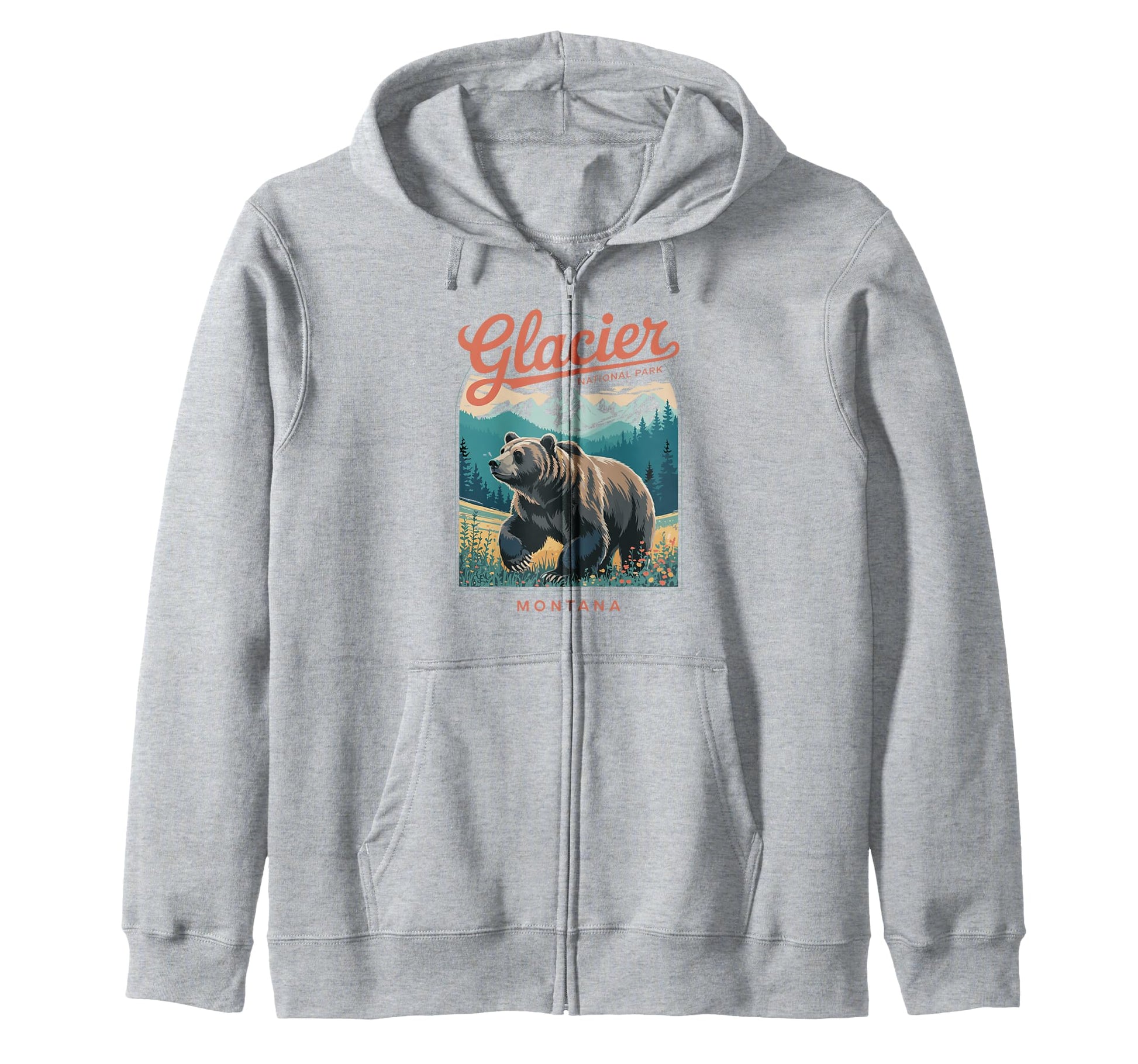 Glacier National Park Montana Usa Hoodie - Fun Novelty Design for Adults - T-Shirt, Sweatshirt, Hoodie