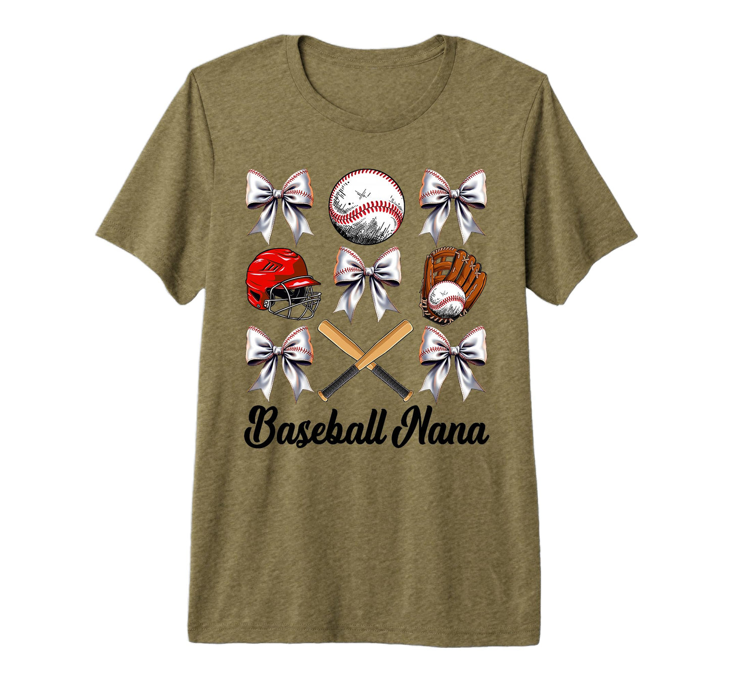 Baseball Nana Bow Baseball Mom T-Shirt - Aesthetic Graphic Men Women - T-Shirt, Sweatshirt, Hoodie