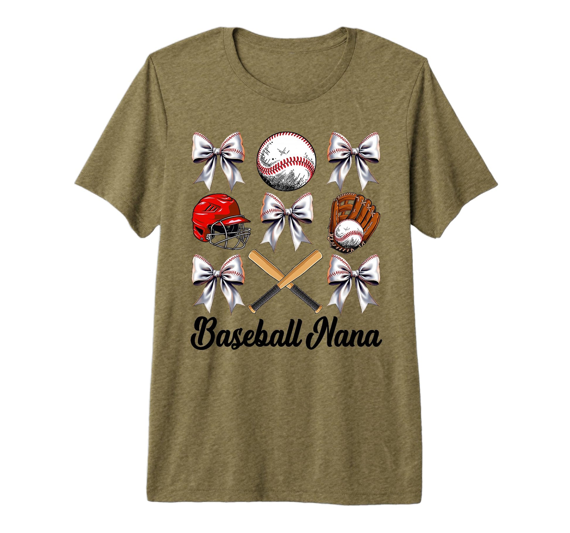 Baseball Nana Bow Baseball Mom T-Shirt - Aesthetic Graphic Men Women - T-Shirt, Sweatshirt, Hoodie