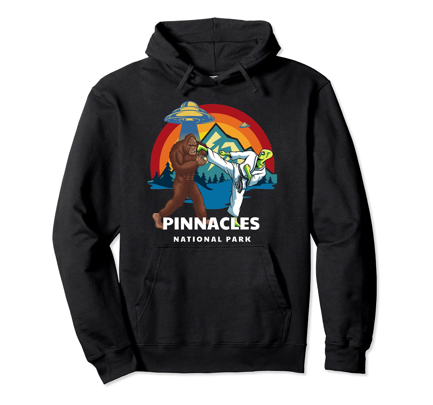 Pinnacles National Park Bigfoot Alien Hoodie - Custom Art Print Men Women - T-Shirt, Sweatshirt, Hoodie