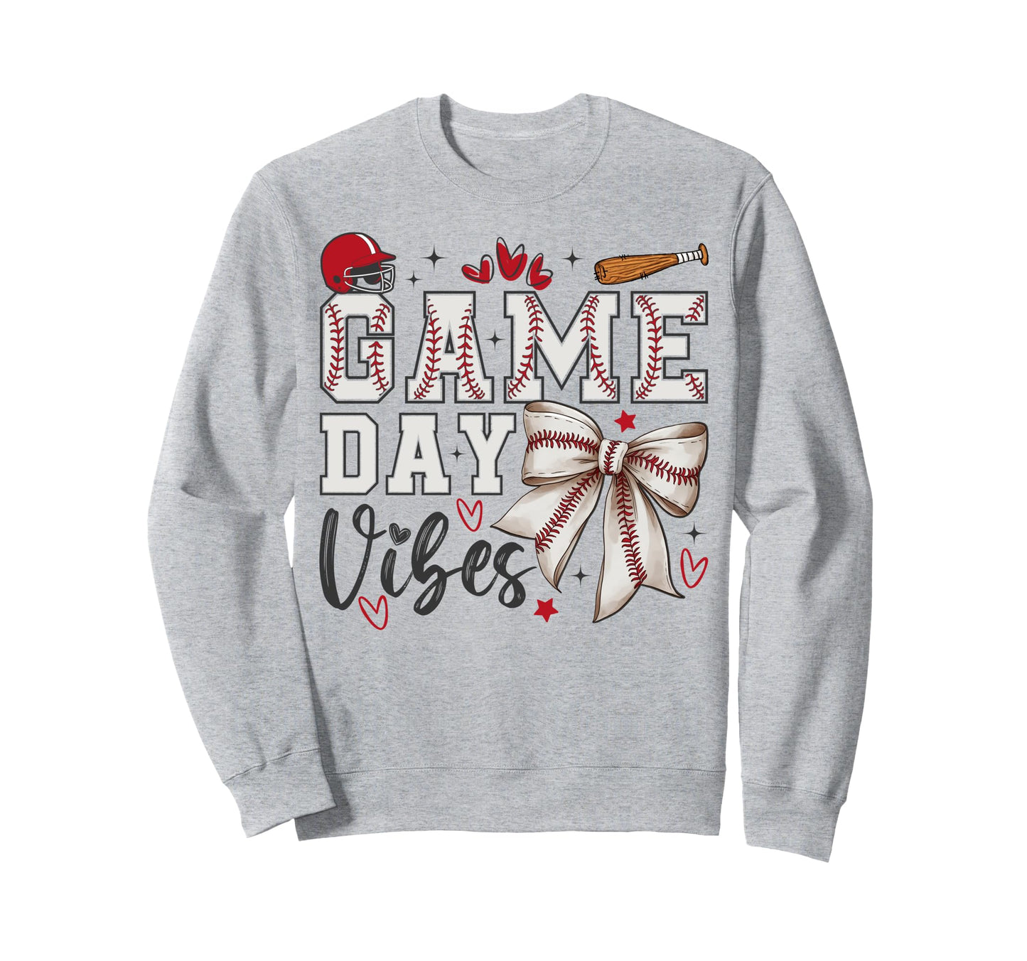 Game Day Vibes Baseball Coquette Bow Sweatshirt - Novelty Apparel Unisex - T-Shirt, Sweatshirt, Hoodie