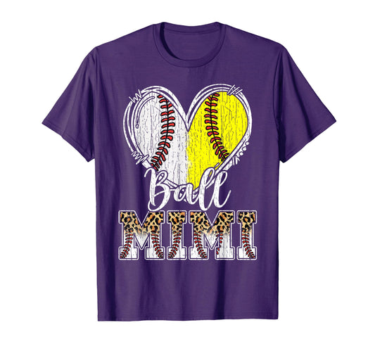 Ball Mimi Heart Baseball Softball Mimi T-Shirt - Streetwear Style Unisex - T-Shirt, Sweatshirt, Hoodie