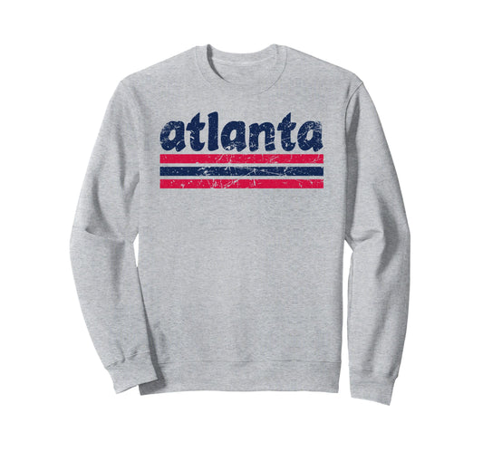 Atlanta Georgia Three Stripe Sweatshirt - Novelty Apparel Men Women - T-Shirt, Sweatshirt, Hoodie