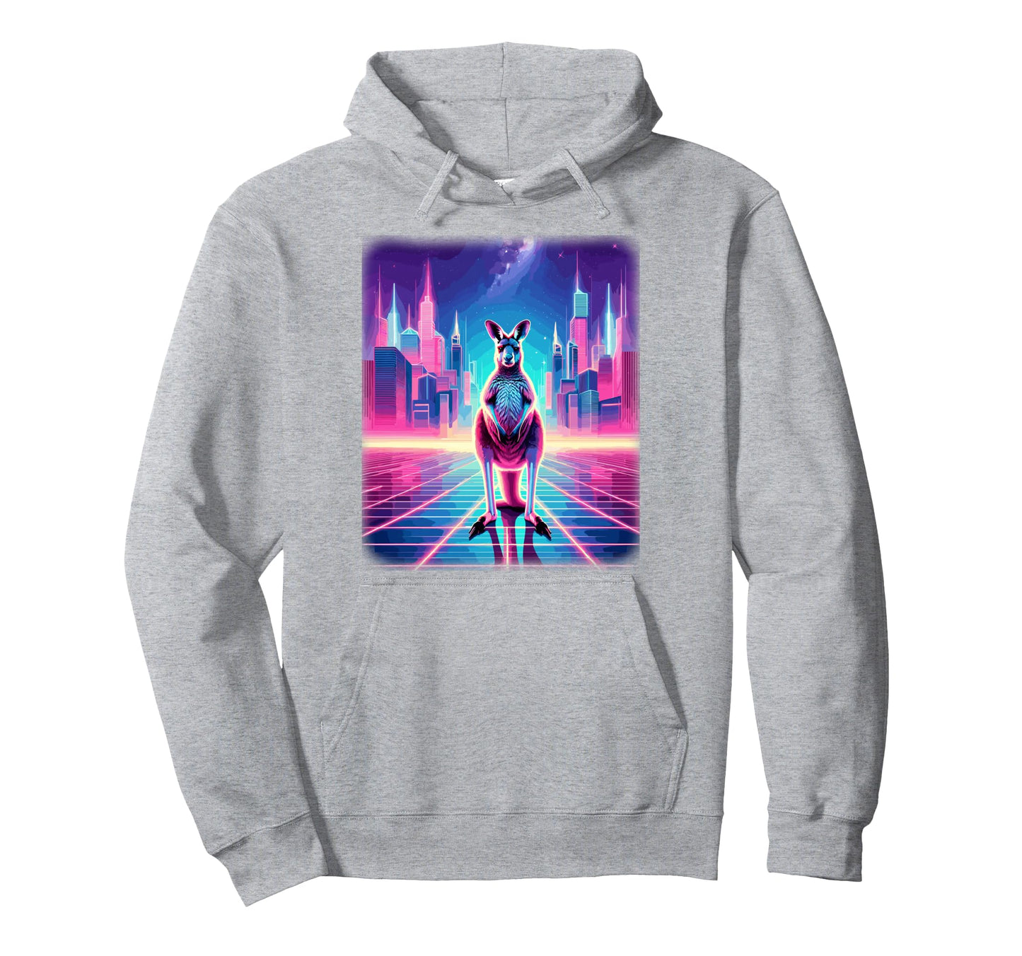 Synthwave Aesthetic Kangaroo Hoodie - Casual Everyday Wear for Adults - T-Shirt, Sweatshirt, Hoodie