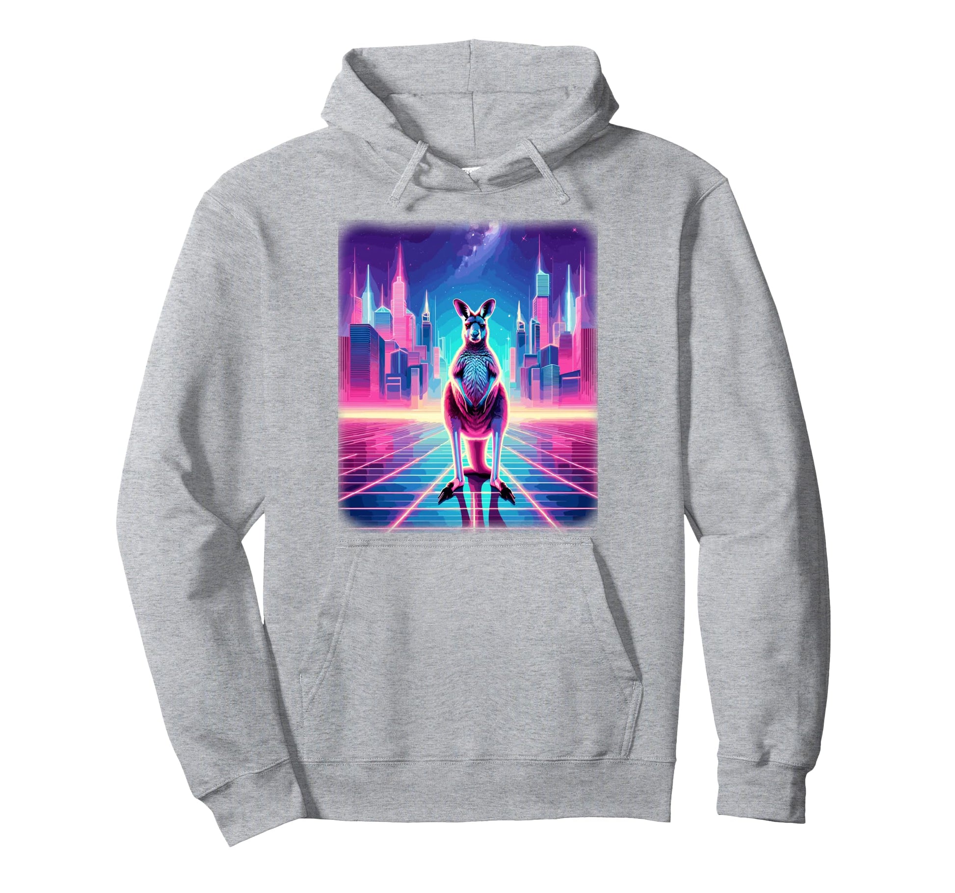 Synthwave Aesthetic Kangaroo Hoodie - Casual Everyday Wear for Adults - T-Shirt, Sweatshirt, Hoodie