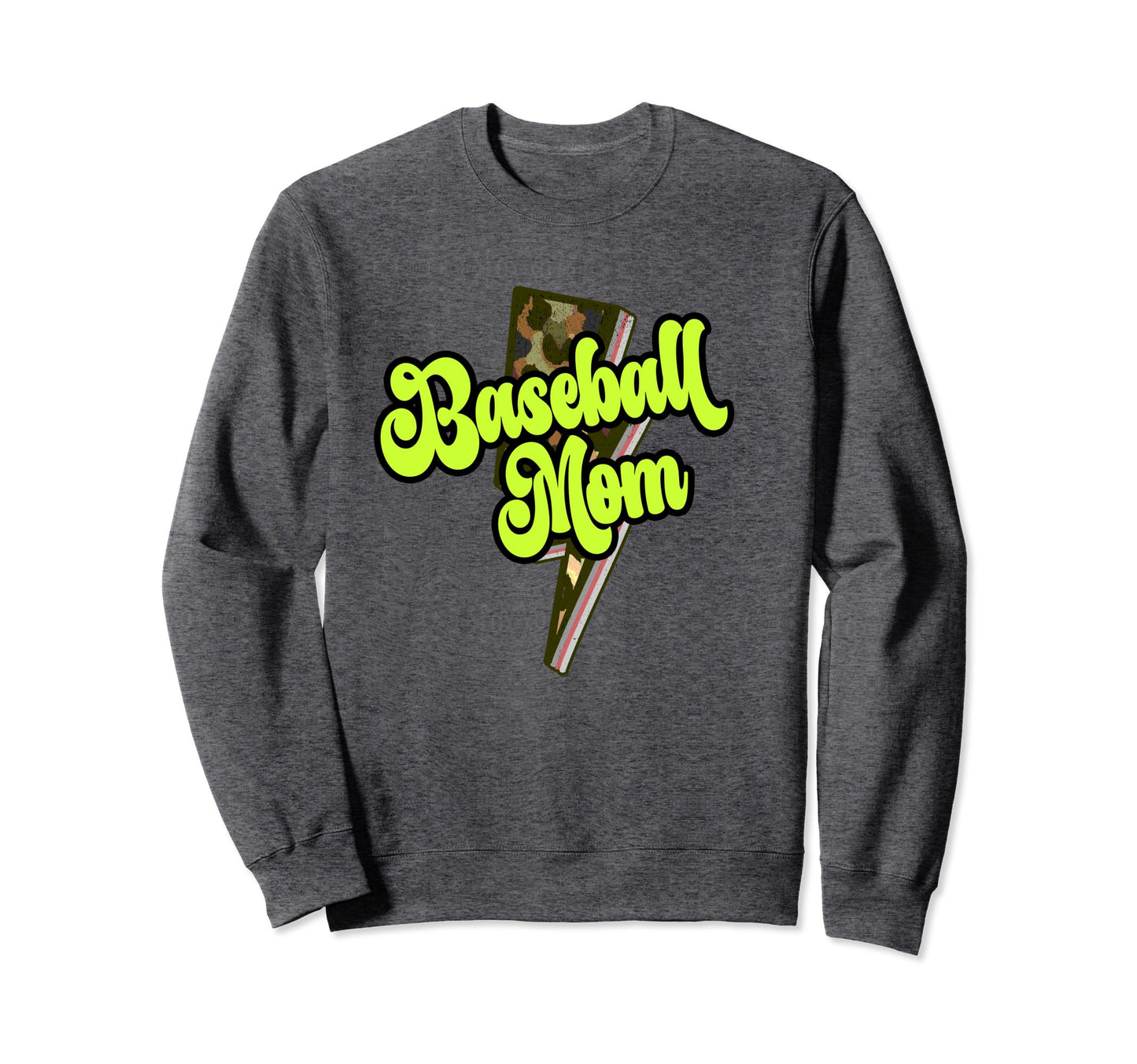 Baseball Mom Leopard Bolt Sweatshirt - Fun Novelty Design Men Women - T-Shirt, Sweatshirt, Hoodie
