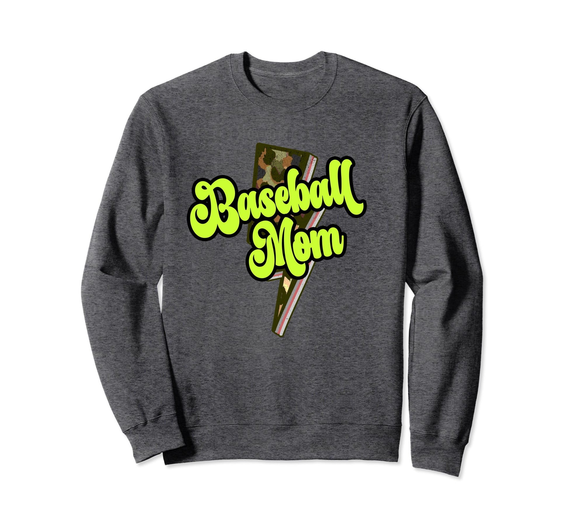 Baseball Mom Leopard Bolt Sweatshirt - Fun Novelty Design Men Women - T-Shirt, Sweatshirt, Hoodie