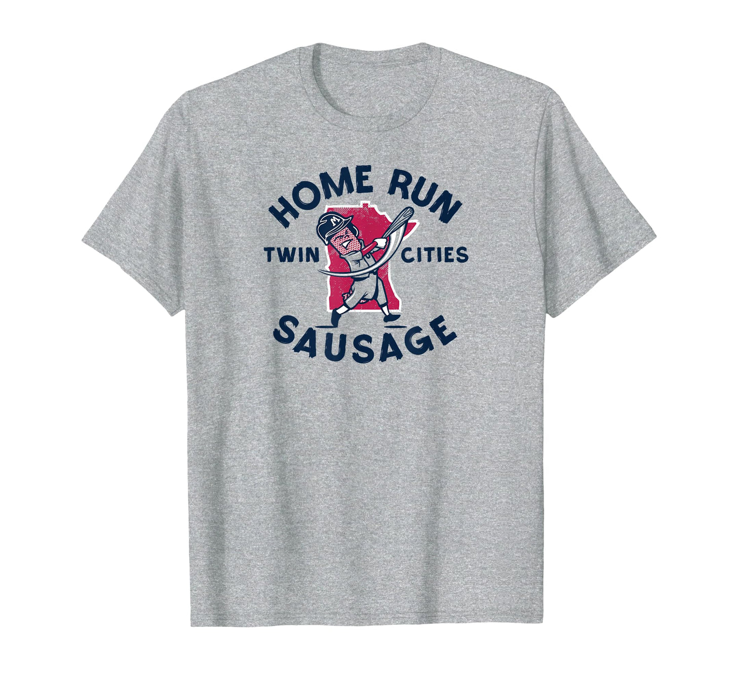 Home Run Sausage Gray Minnesota Baseball T-Shirt - Minimalist Print Unisex - T-Shirt, Sweatshirt, Hoodie