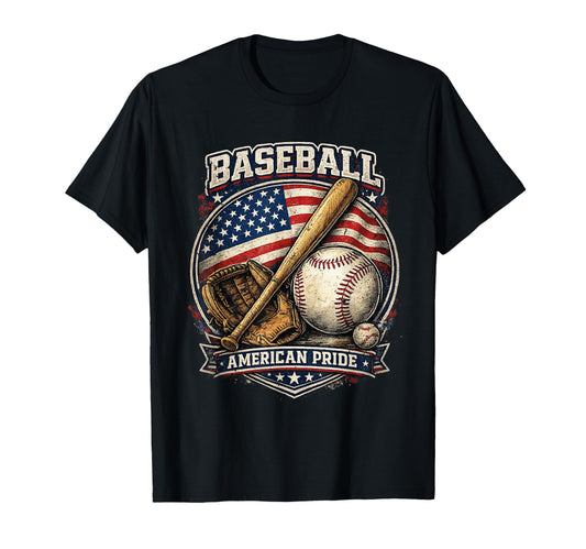 Baseball American Pride Flag T-Shirt - Graphic Print Men Women - T-Shirt, Sweatshirt, Hoodie