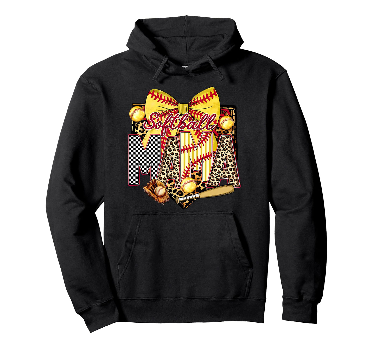 Yellow Leopard Checker Bow Letters Hoodie - Aesthetic Graphic Unisex - T-Shirt, Sweatshirt, Hoodie