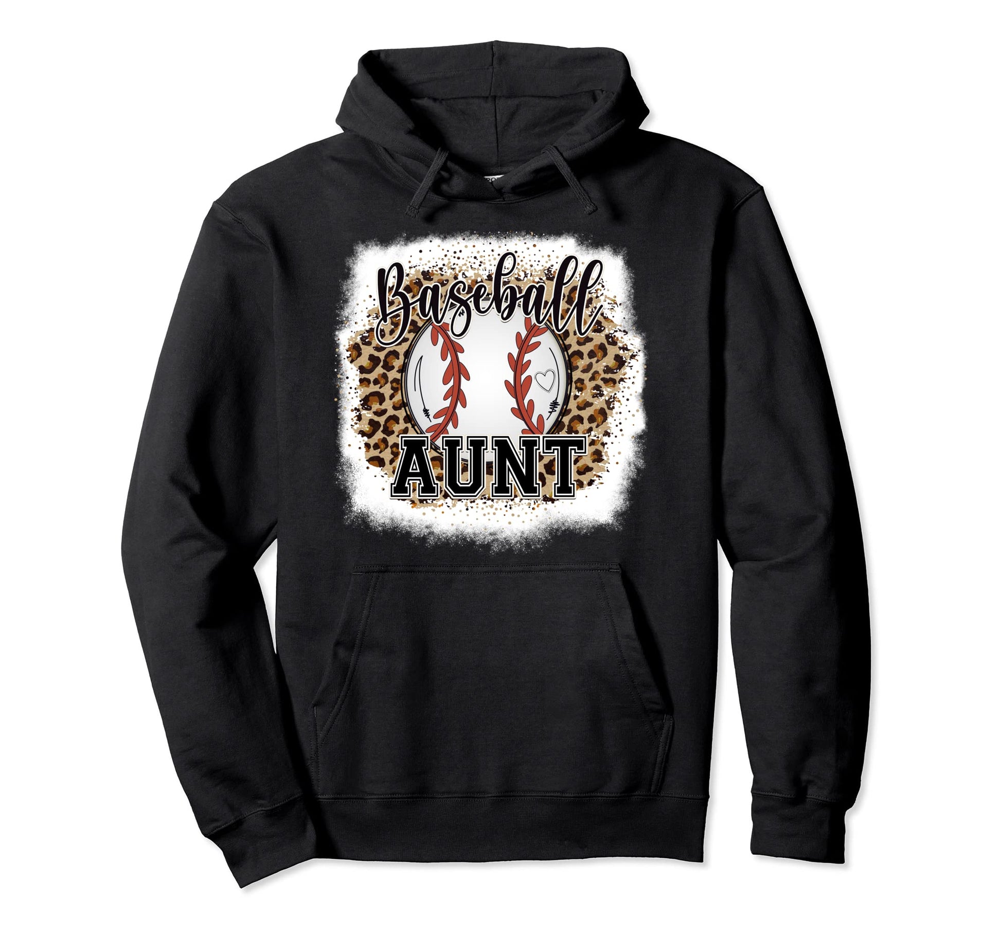 Baseball Aunt Leopard Bleached Womens Hoodie - Novelty Apparel Men Women - T-Shirt, Sweatshirt, Hoodie