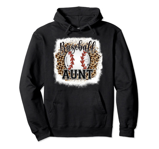 Baseball Aunt Leopard Bleached Womens Hoodie - Novelty Apparel Men Women - T-Shirt, Sweatshirt, Hoodie