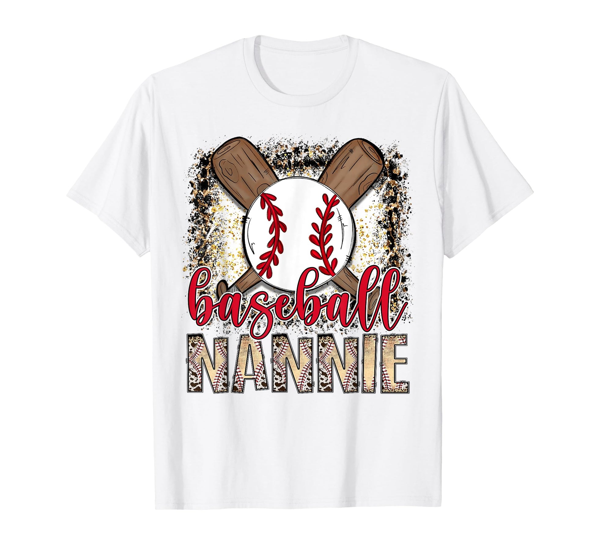 Baseball Nannie Leopard Proud Ball Nannie T-Shirt - Unique Graphic Unisex - T-Shirt, Sweatshirt, Hoodie