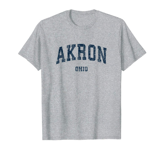 Akron Ohio Oh Varsity Sports Navy T-Shirt - Novelty Apparel for Adults - T-Shirt, Sweatshirt, Hoodie