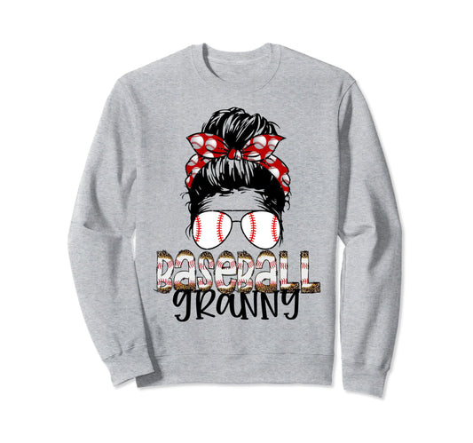 Baseball Granny Messy Bun Sweatshirt - Streetwear Style Men Women - T-Shirt, Sweatshirt, Hoodie