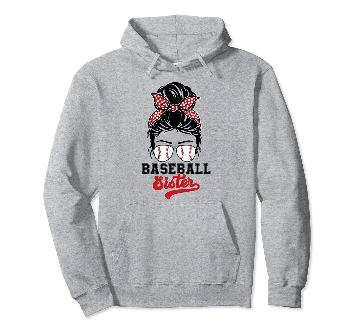Baseball Sister Leopard Messy Bun Hoodie - Fun Novelty Design Men Women - T-Shirt, Sweatshirt, Hoodie