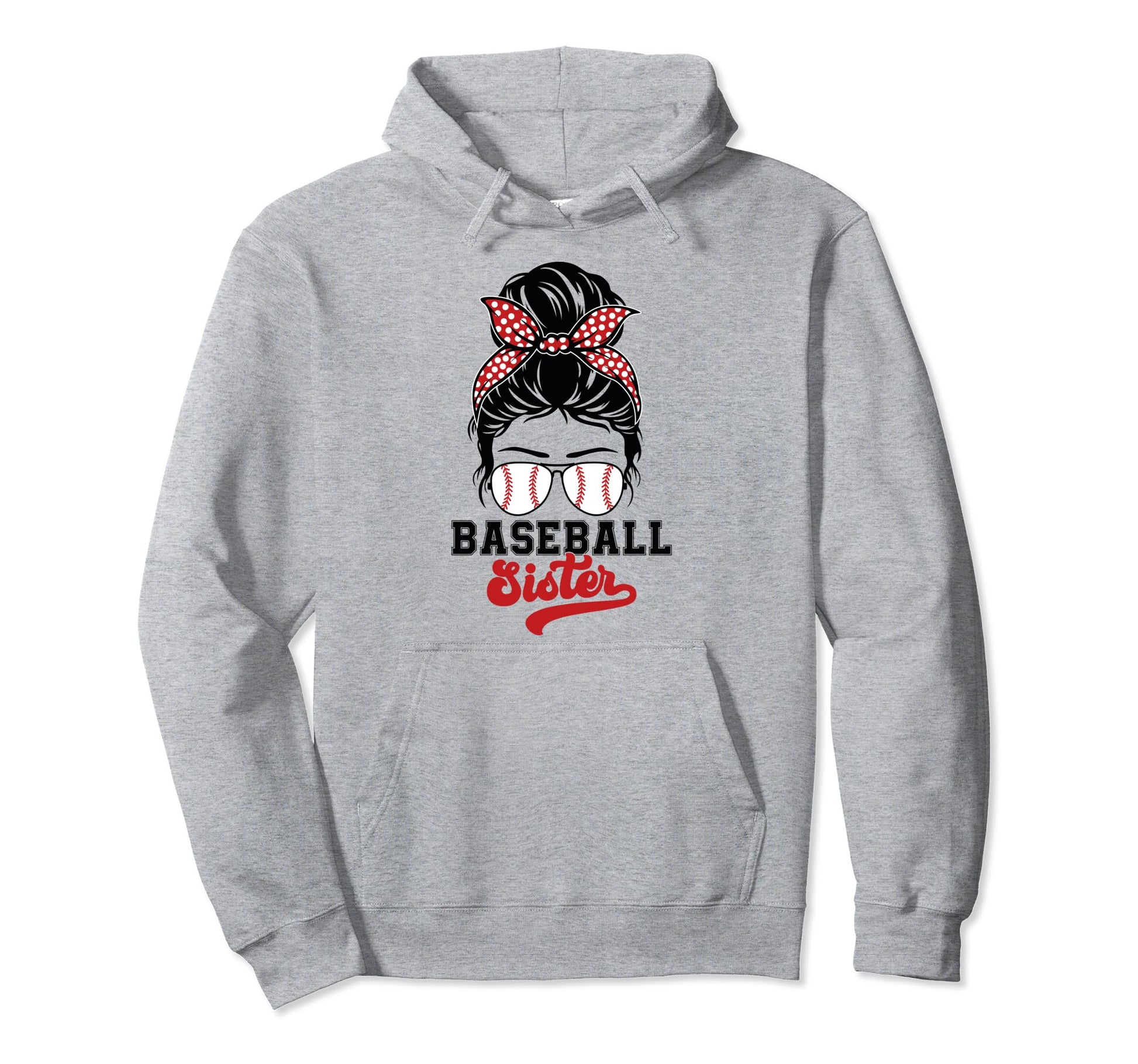 Baseball Sister Leopard Messy Bun Hoodie - Fun Novelty Design Men Women - T-Shirt, Sweatshirt, Hoodie
