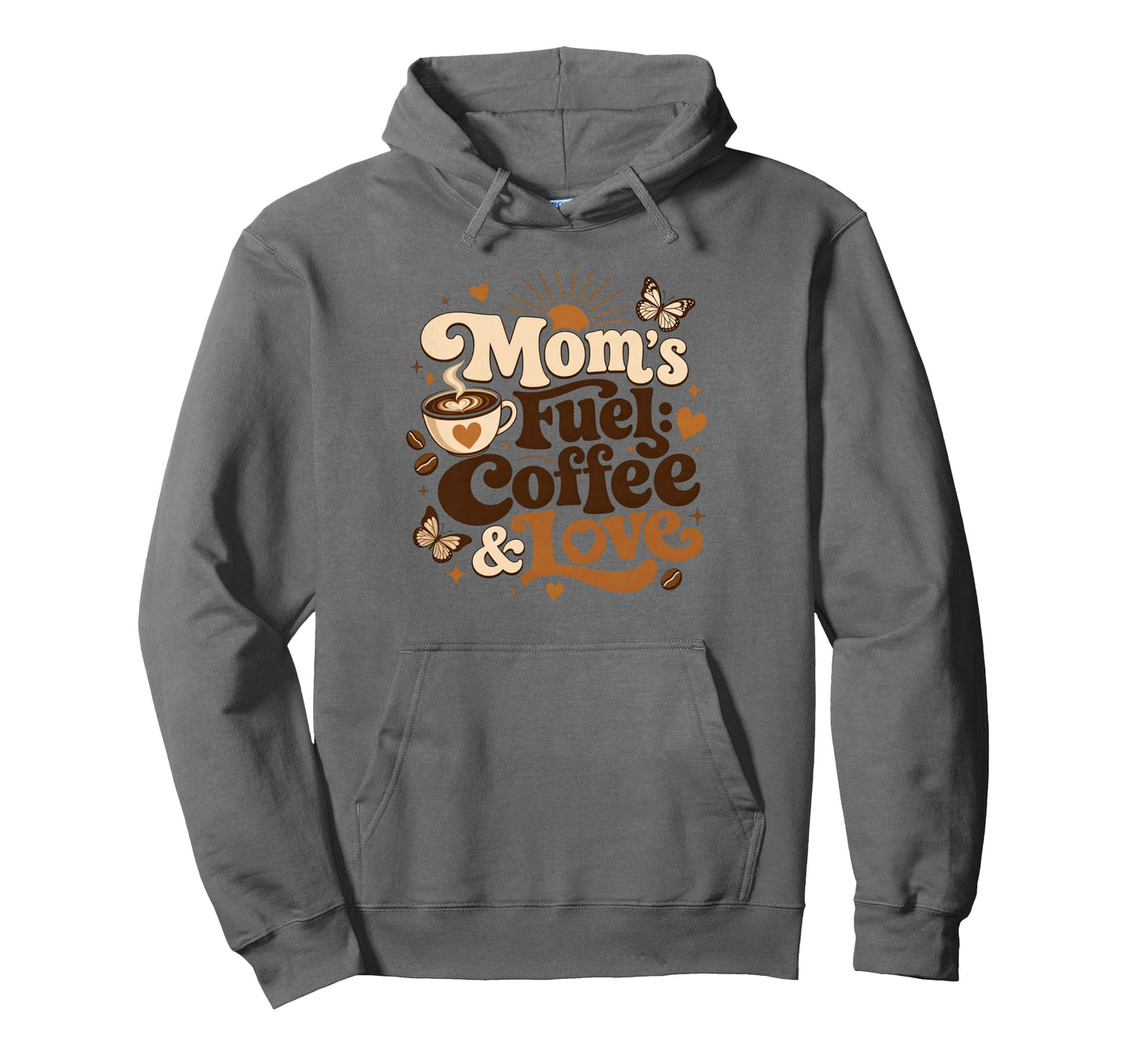 Moms Fuel Coffee Love Typography Art Hoodie - Streetwear Style Men Women - T-Shirt, Sweatshirt, Hoodie