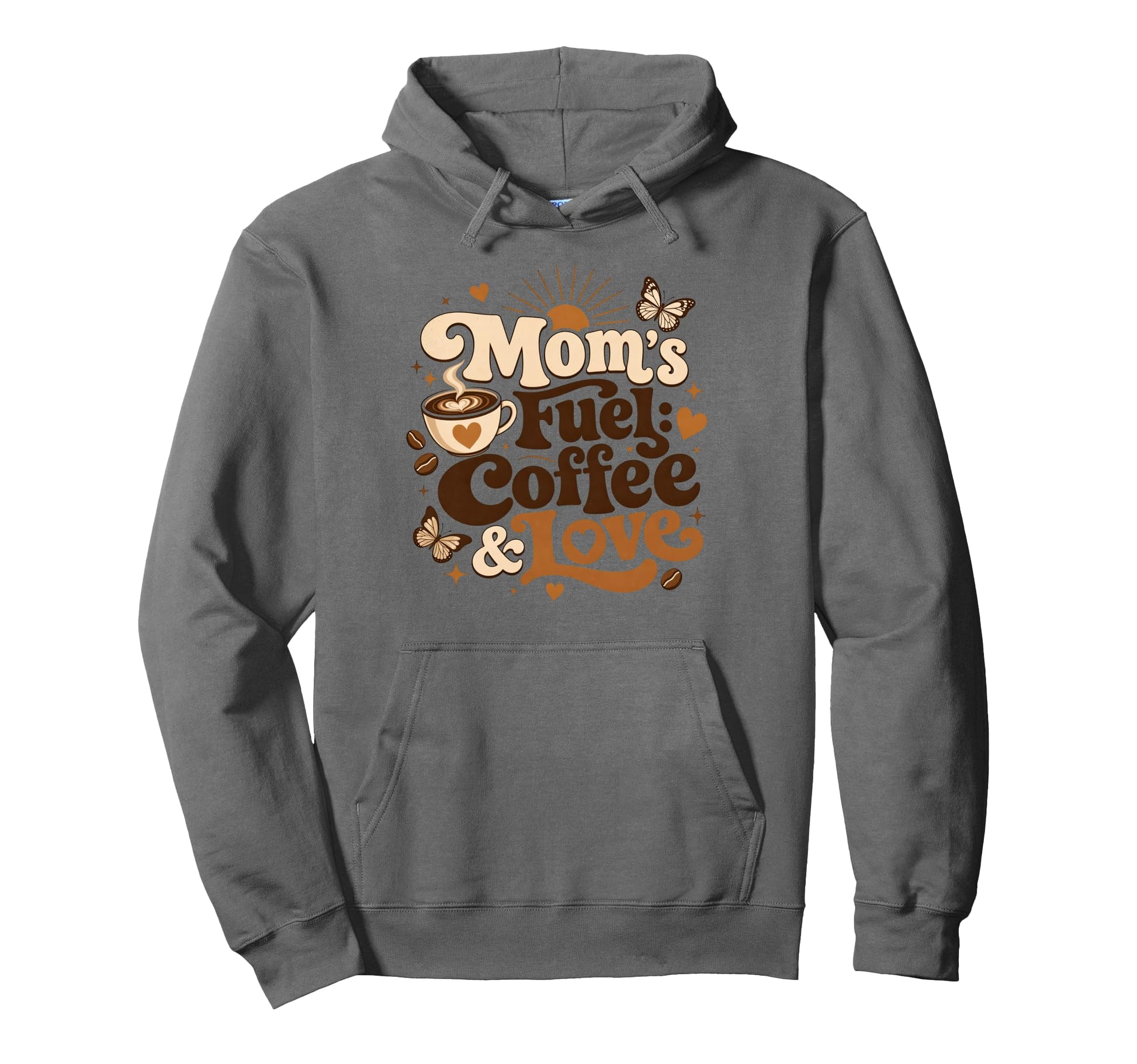 Moms Fuel Coffee Love Typography Art Hoodie - Streetwear Style Men Women - T-Shirt, Sweatshirt, Hoodie
