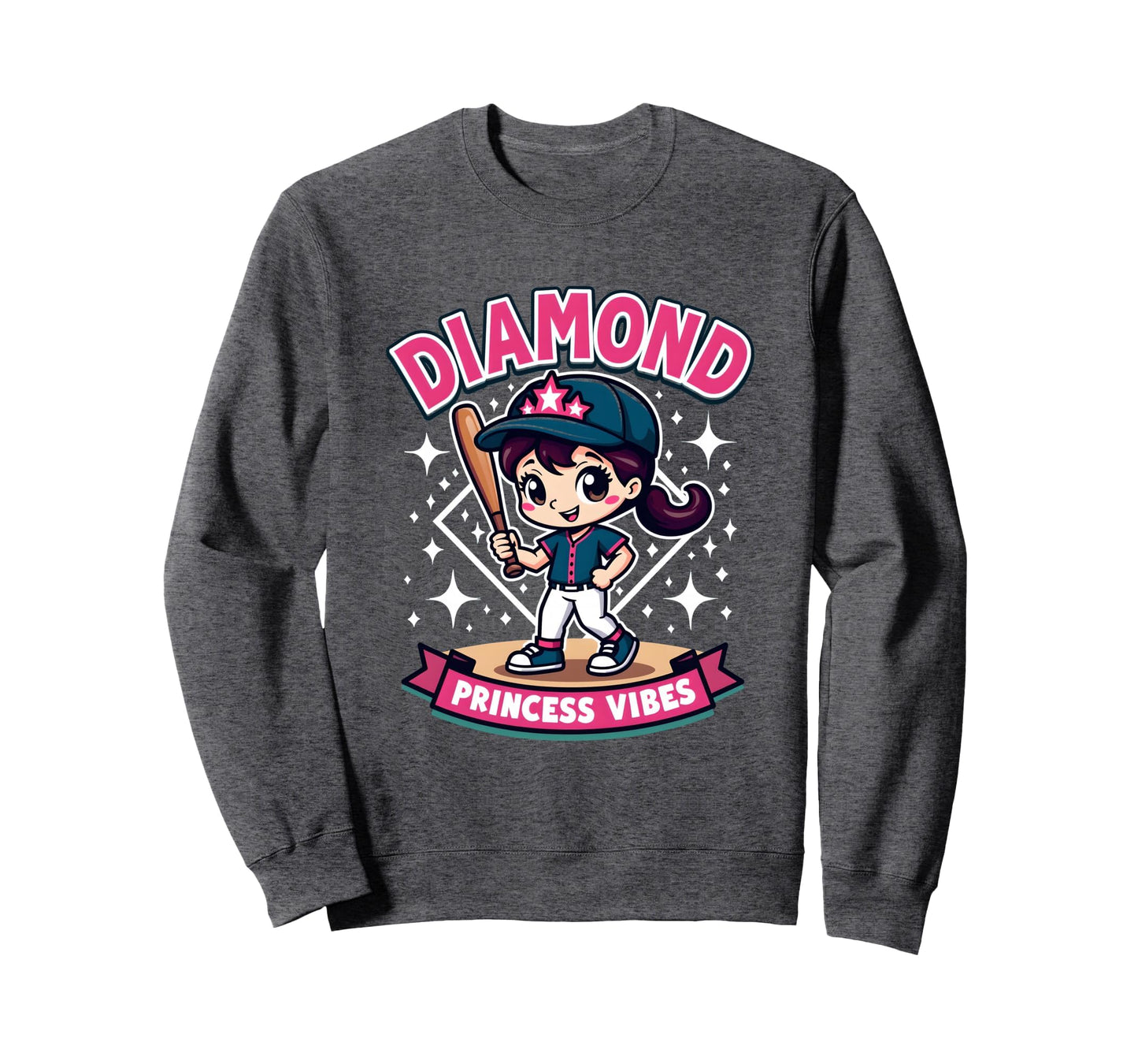 Diamond Princess Vibes Baseball Sweatshirt - Trendy Graphic for Adults - T-Shirt, Sweatshirt, Hoodie
