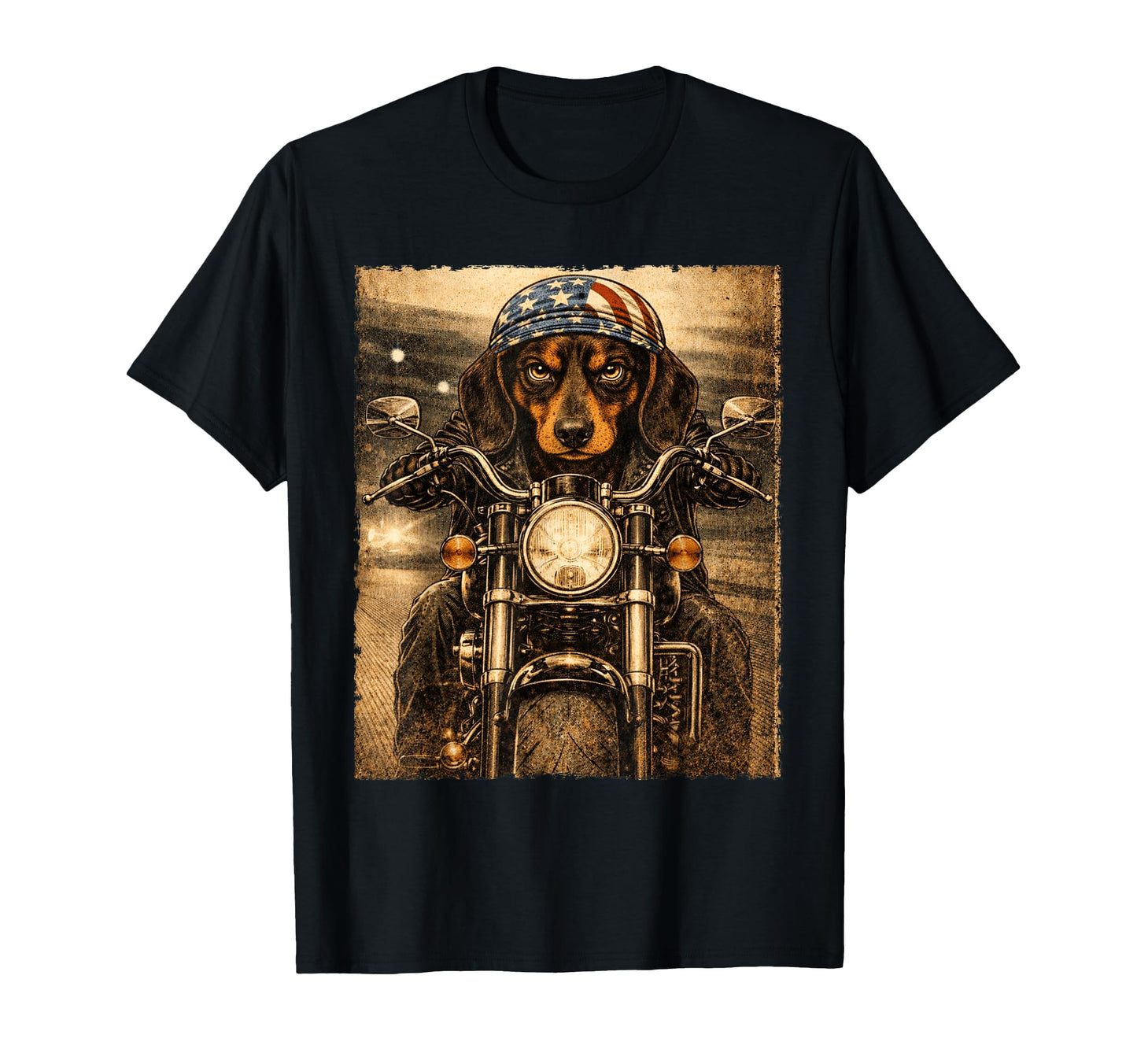 Dachshund Dog Biker Riding Doxie Motorcycle T-Shirt - Graphic Print Unisex - T-Shirt, Sweatshirt, Hoodie