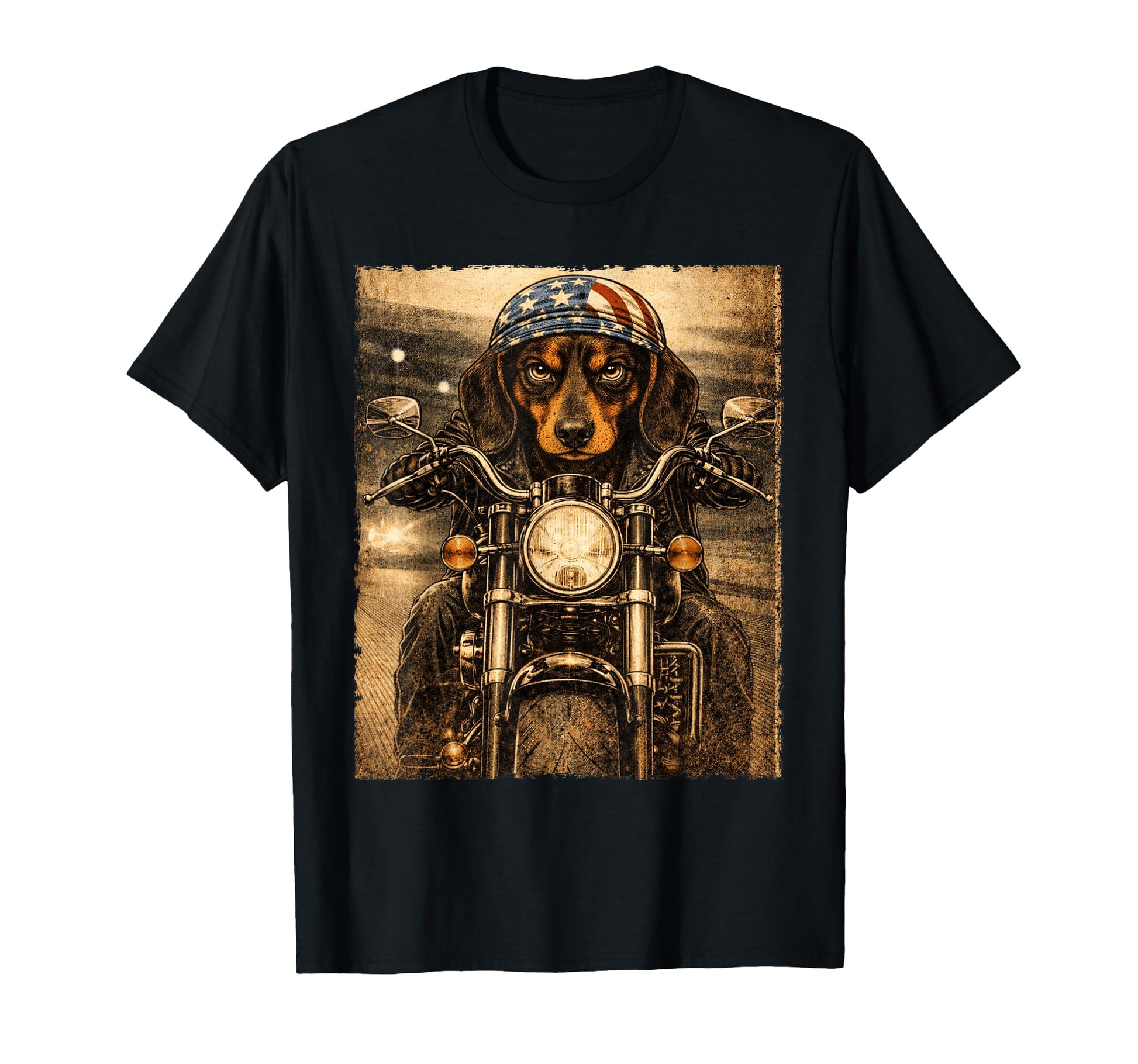 Dachshund Dog Biker Riding Doxie Motorcycle T-Shirt - Graphic Print Unisex - T-Shirt, Sweatshirt, Hoodie