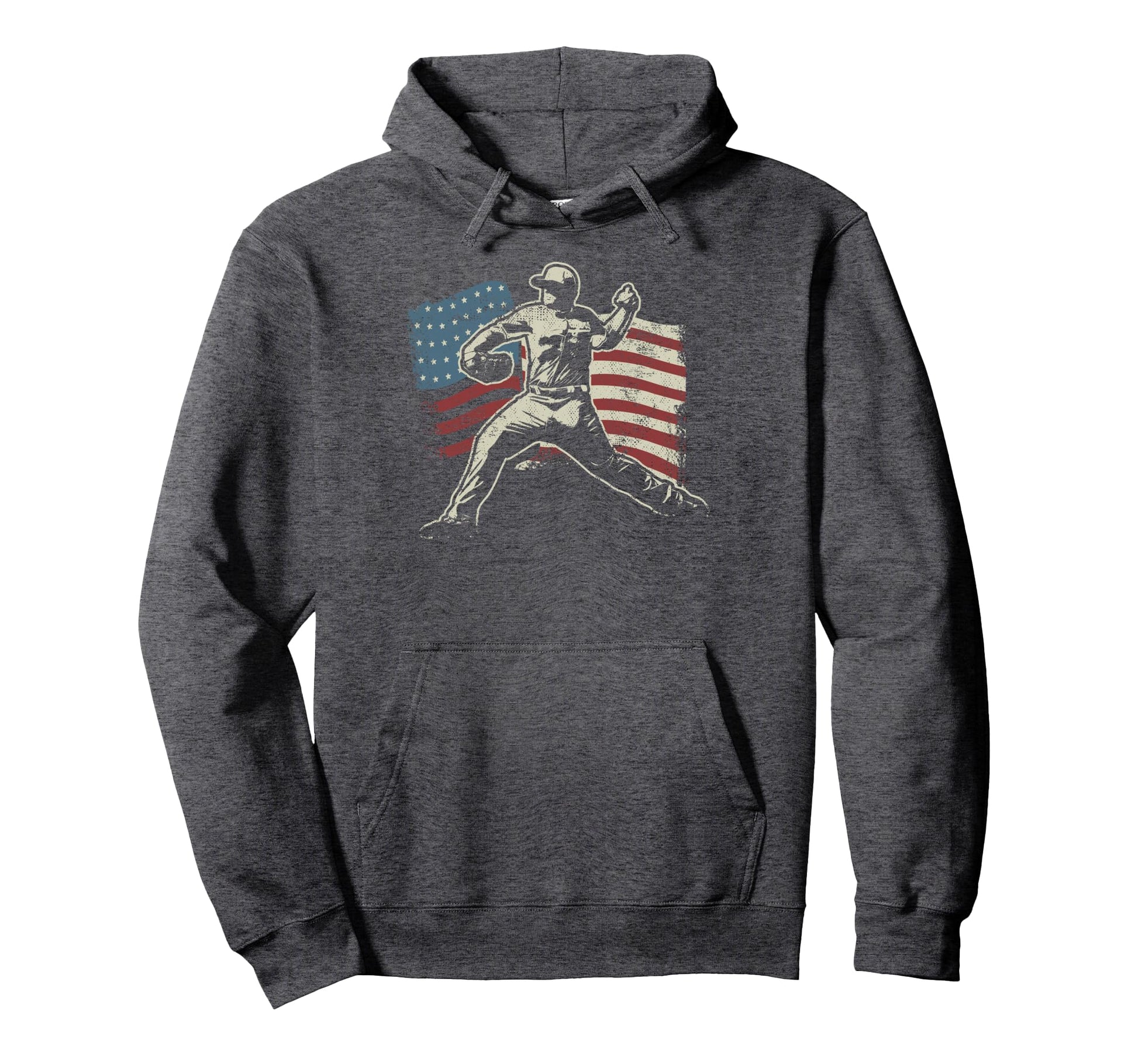 Patriotic American Flag Baseball Hoodie - Novelty Apparel Men Women - T-Shirt, Sweatshirt, Hoodie