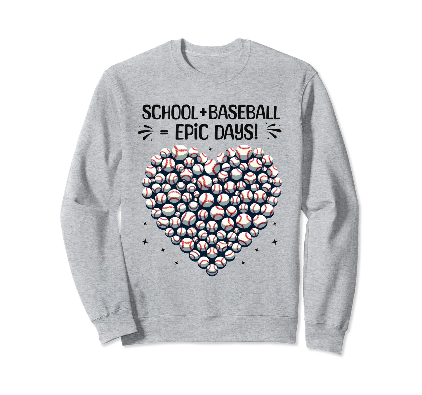 100 Days School Baseball Heart Sweatshirt - Novelty Apparel for Adults - T-Shirt, Sweatshirt, Hoodie