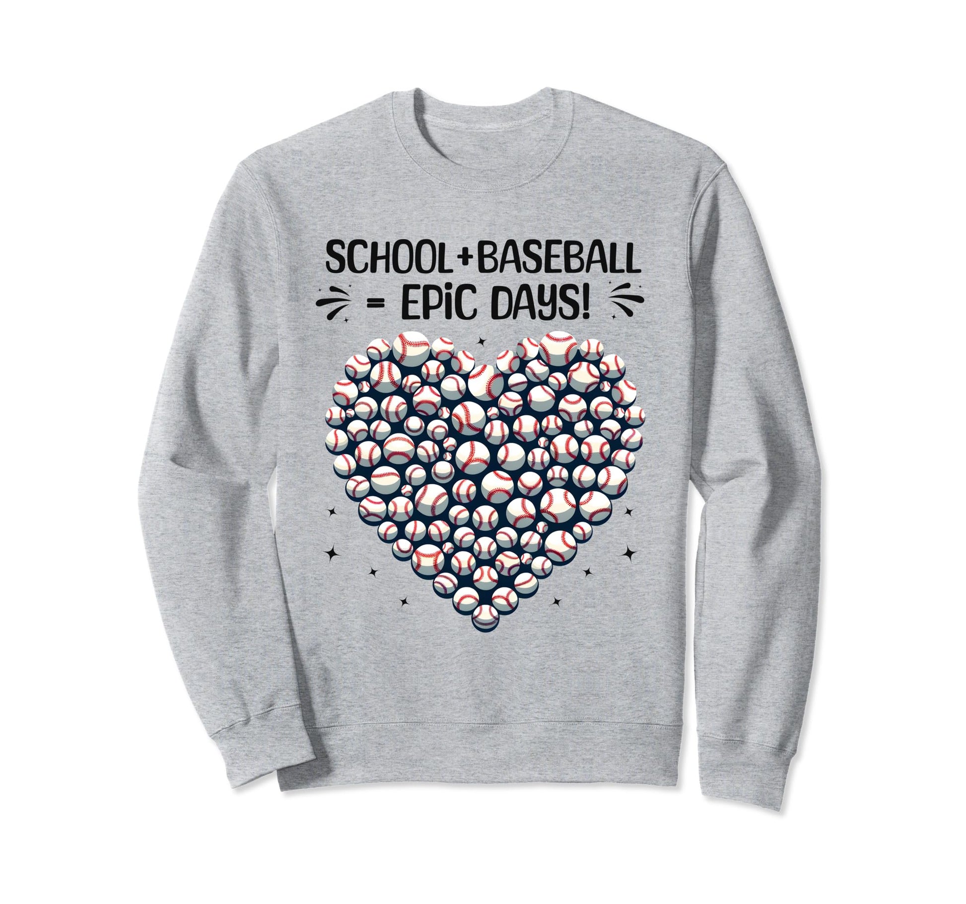 100 Days School Baseball Heart Sweatshirt - Novelty Apparel for Adults - T-Shirt, Sweatshirt, Hoodie