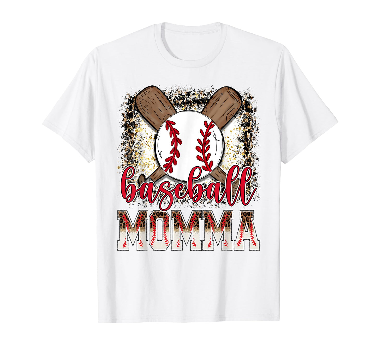 Baseball Momma Leopard Proud Ball T-Shirt - Novelty Apparel for Adults - T-Shirt, Sweatshirt, Hoodie