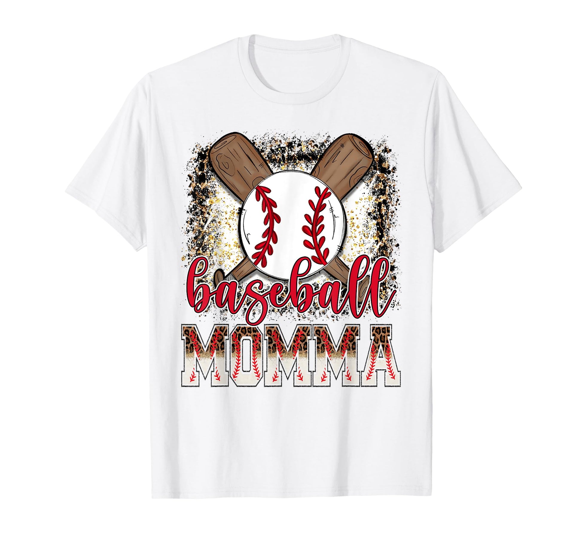 Baseball Momma Leopard Proud Ball T-Shirt - Novelty Apparel for Adults - T-Shirt, Sweatshirt, Hoodie