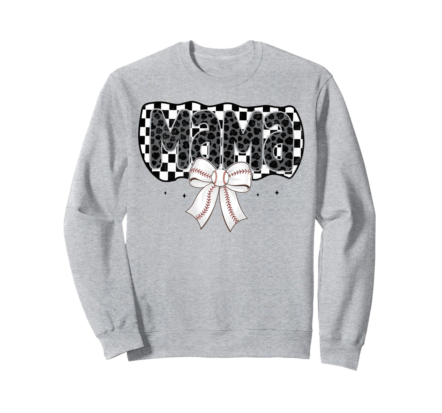 Baseball Checkered Mama Coquette Sweatshirt - Custom Art Print for Adults - T-Shirt, Sweatshirt, Hoodie
