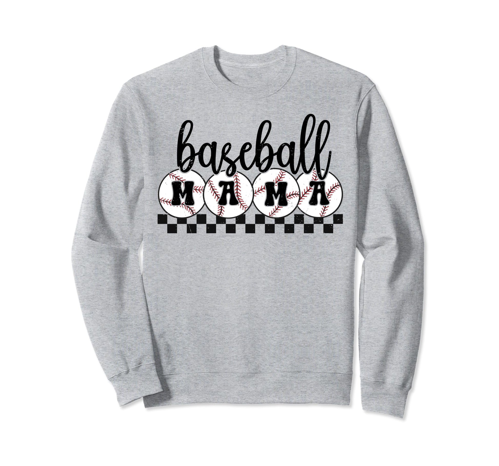 Checkered Baseball Mama Baseball Sweatshirt - Graphic Print for Adults - T-Shirt, Sweatshirt, Hoodie