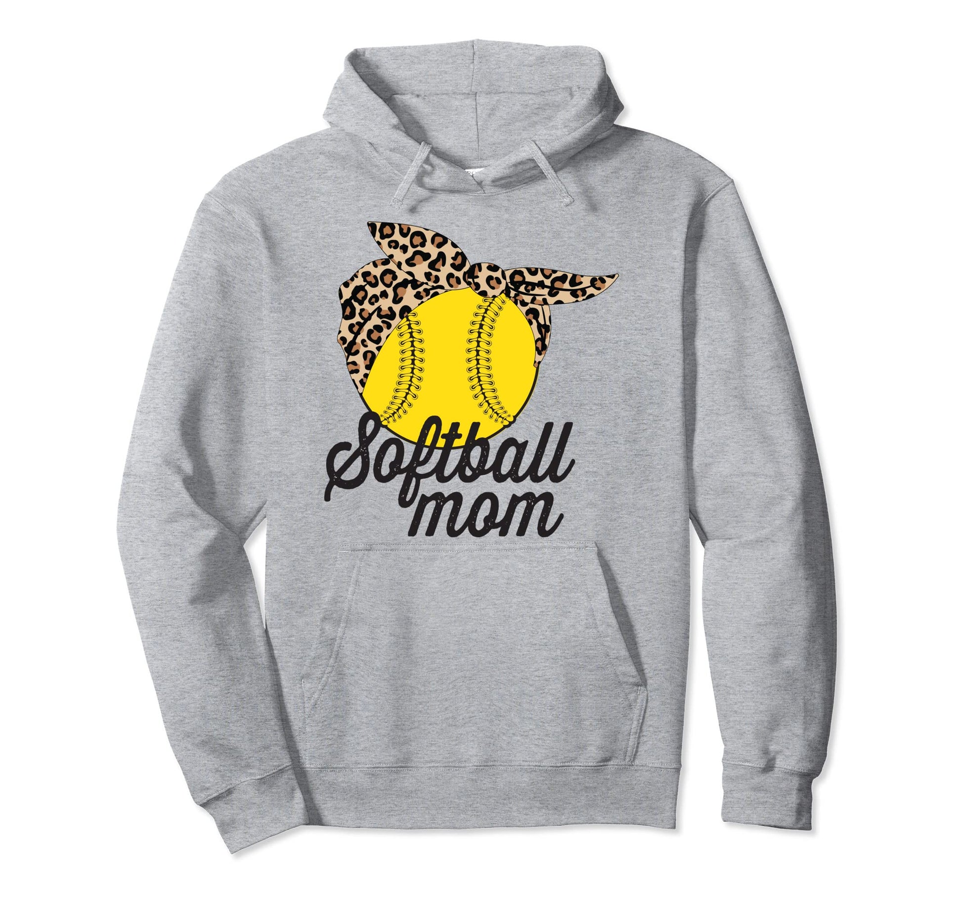 Softball Mom Leopard Funny Baseball Hoodie - Minimalist Print Men Women - T-Shirt, Sweatshirt, Hoodie