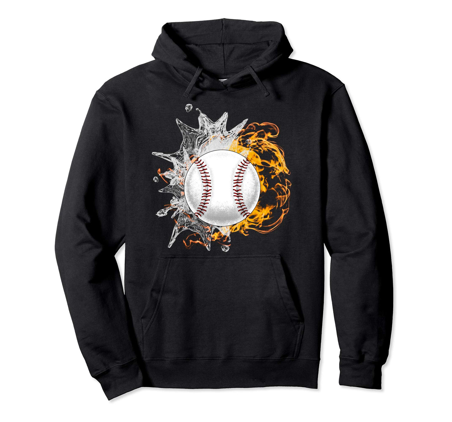 Baseball Ice Flame Fire Sports Hoodie - Fun Novelty Design for Adults - T-Shirt, Sweatshirt, Hoodie