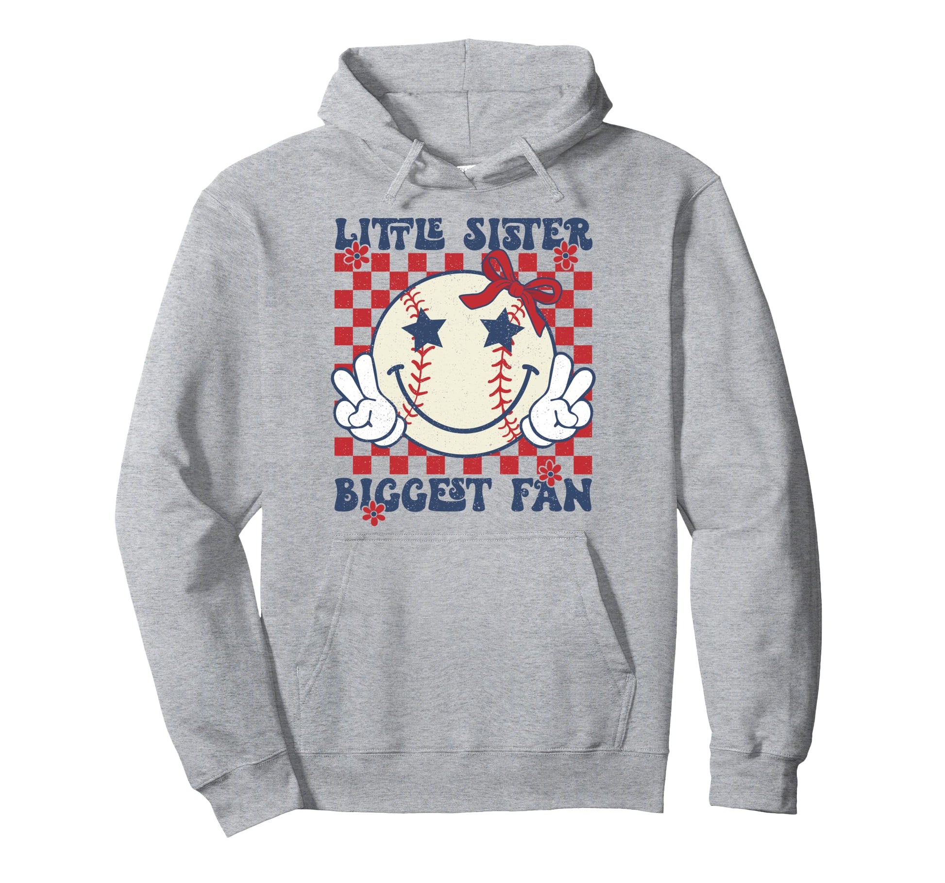Baseball Little Sister Biggest Fan Hoodie - Fun Novelty Design for Adults - T-Shirt, Sweatshirt, Hoodie