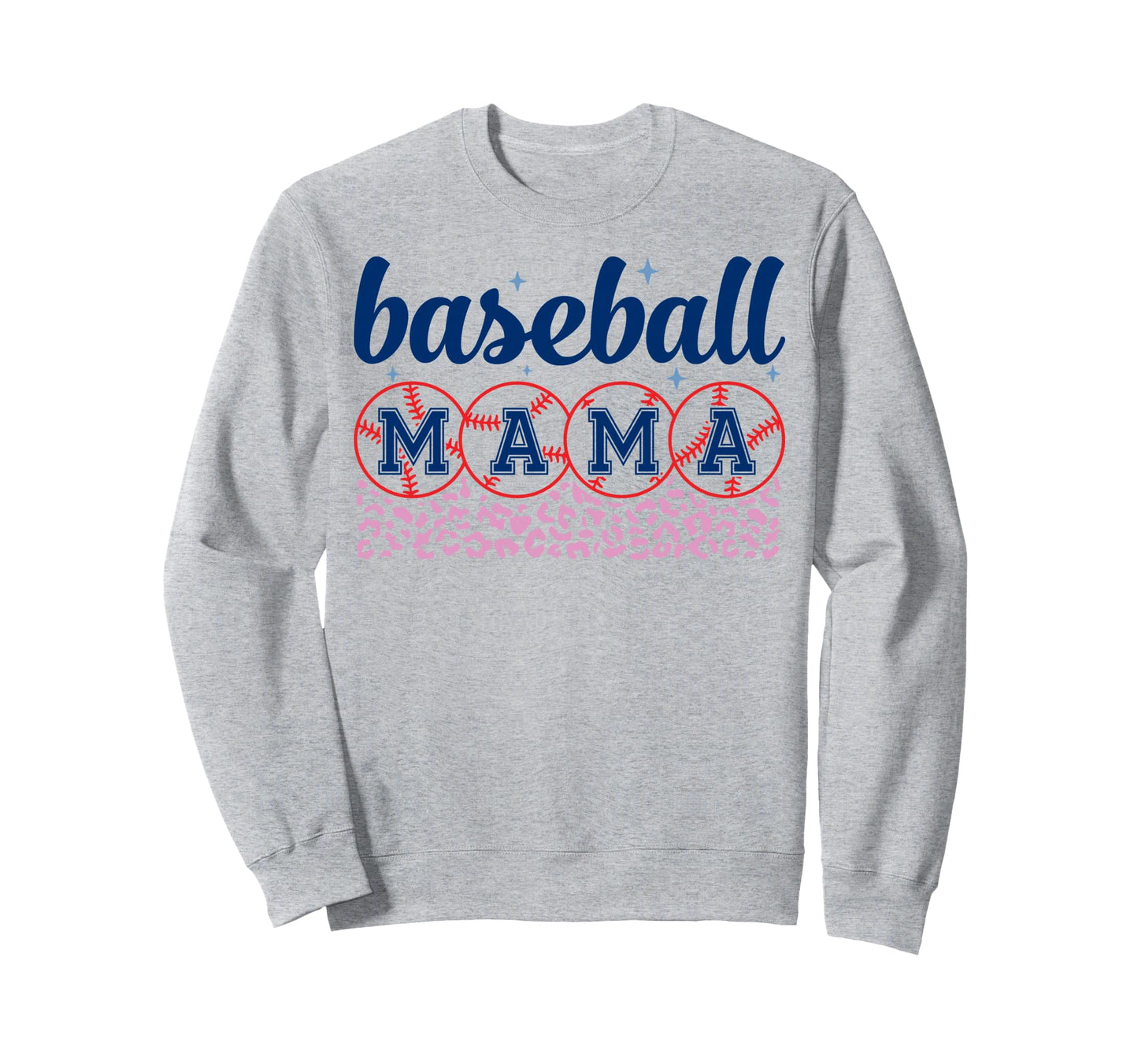 Baseball Mama Mom Leopard Sweatshirt - Fun Novelty Design Men Women - T-Shirt, Sweatshirt, Hoodie