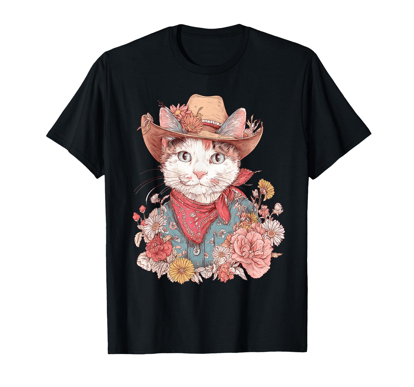 Cat Cowboy Western Country Cowgirl Funny T-Shirt - Unique Graphic Unisex - T-Shirt, Sweatshirt, Hoodie