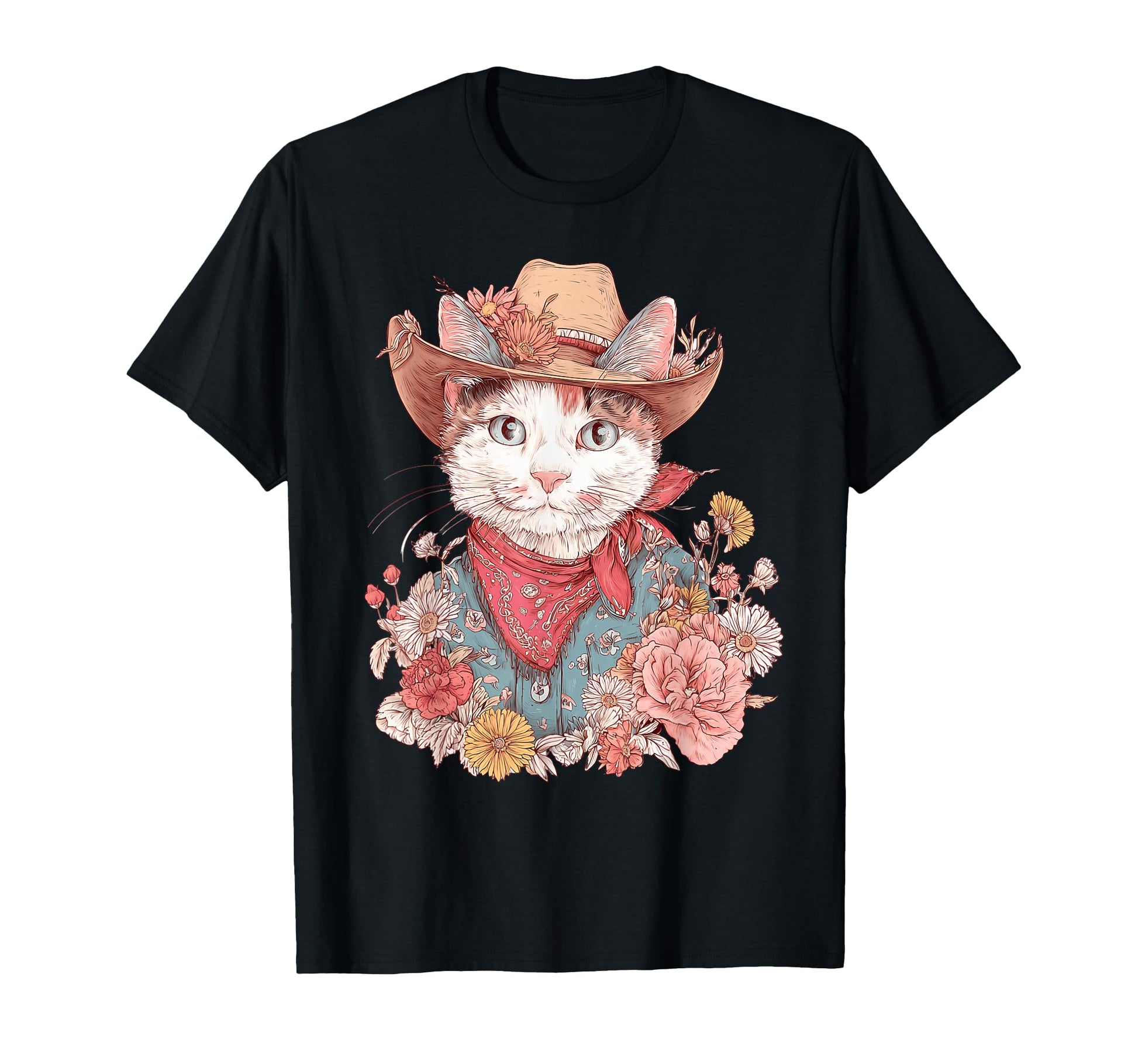 Cat Cowboy Western Country Cowgirl Funny T-Shirt - Unique Graphic Unisex - T-Shirt, Sweatshirt, Hoodie
