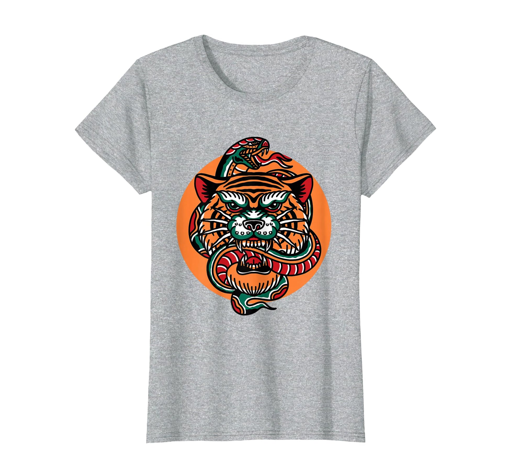 Tiger Snake Traditional Tattoo Flash T-Shirt - Aesthetic Graphic Unisex - T-Shirt, Sweatshirt, Hoodie