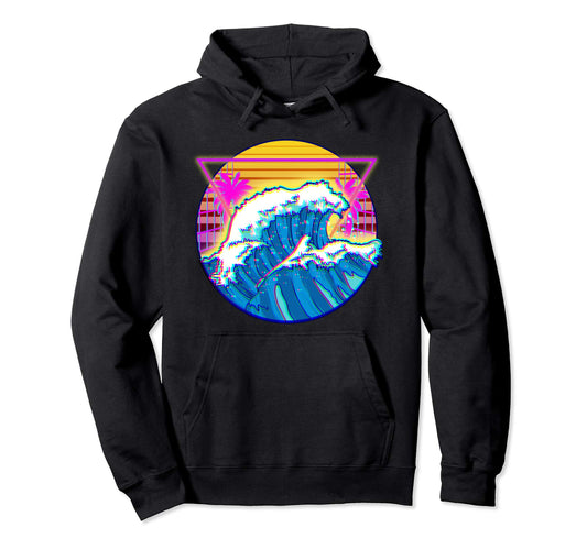 Aesthetic Vaporwave Waves 1980S And Hoodie - Minimalist Print for Adults - T-Shirt, Sweatshirt, Hoodie