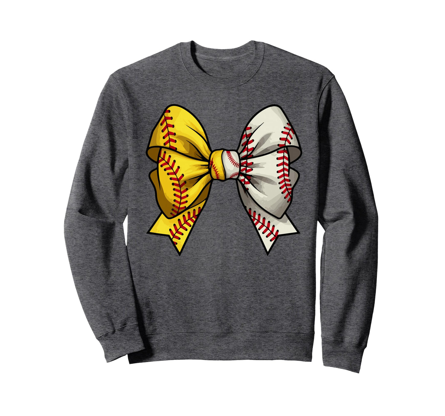 Baseball Softball Coquette Bow Sweatshirt - Minimalist Print Men Women - T-Shirt, Sweatshirt, Hoodie