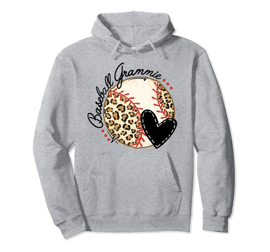 Baseball Grammie Leopard Love Baseball Hoodie - Unique Graphic for Adults - T-Shirt, Sweatshirt, Hoodie