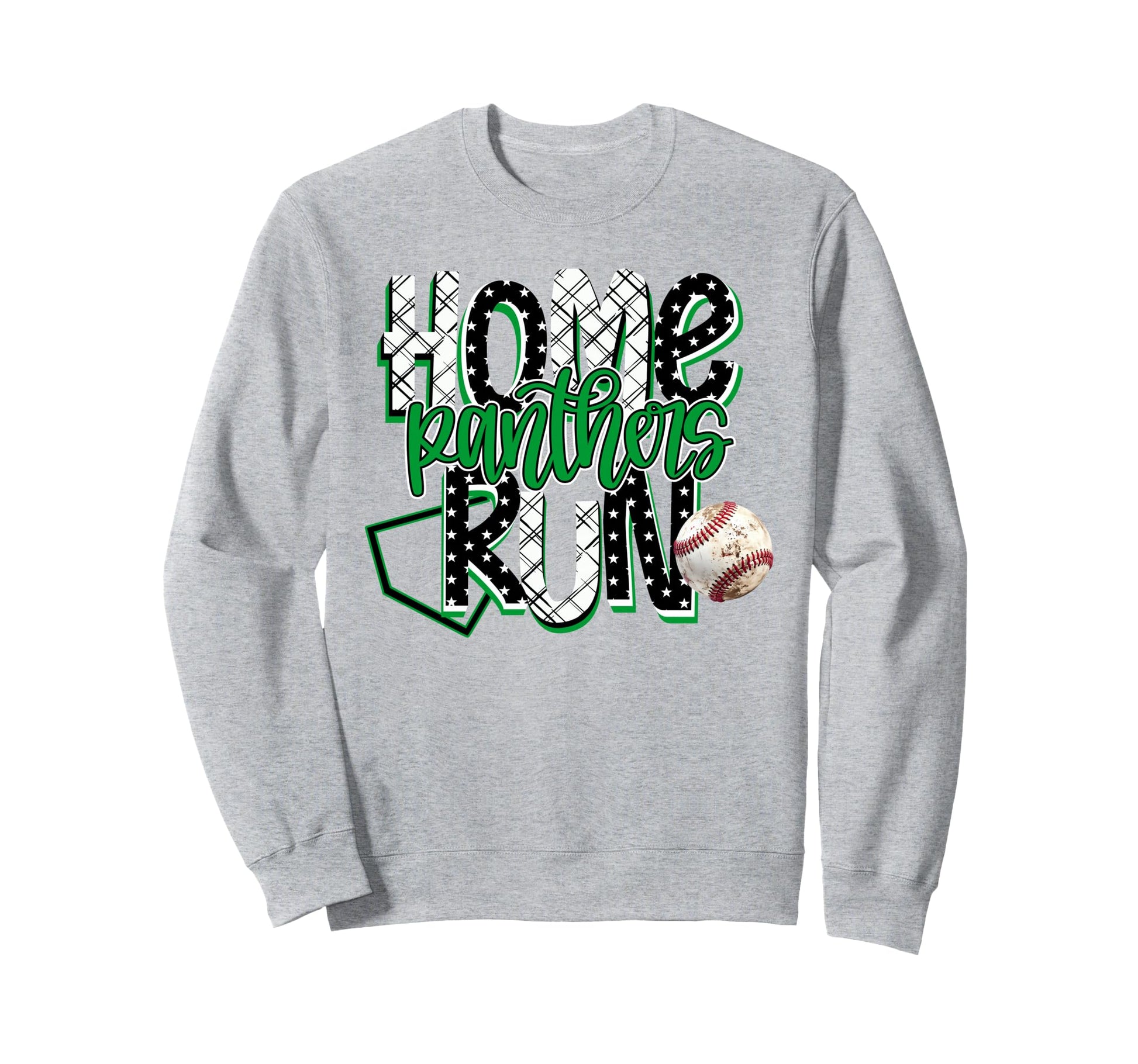 Home Run Panthers Baseball Green Sweatshirt - Novelty Apparel Unisex - T-Shirt, Sweatshirt, Hoodie
