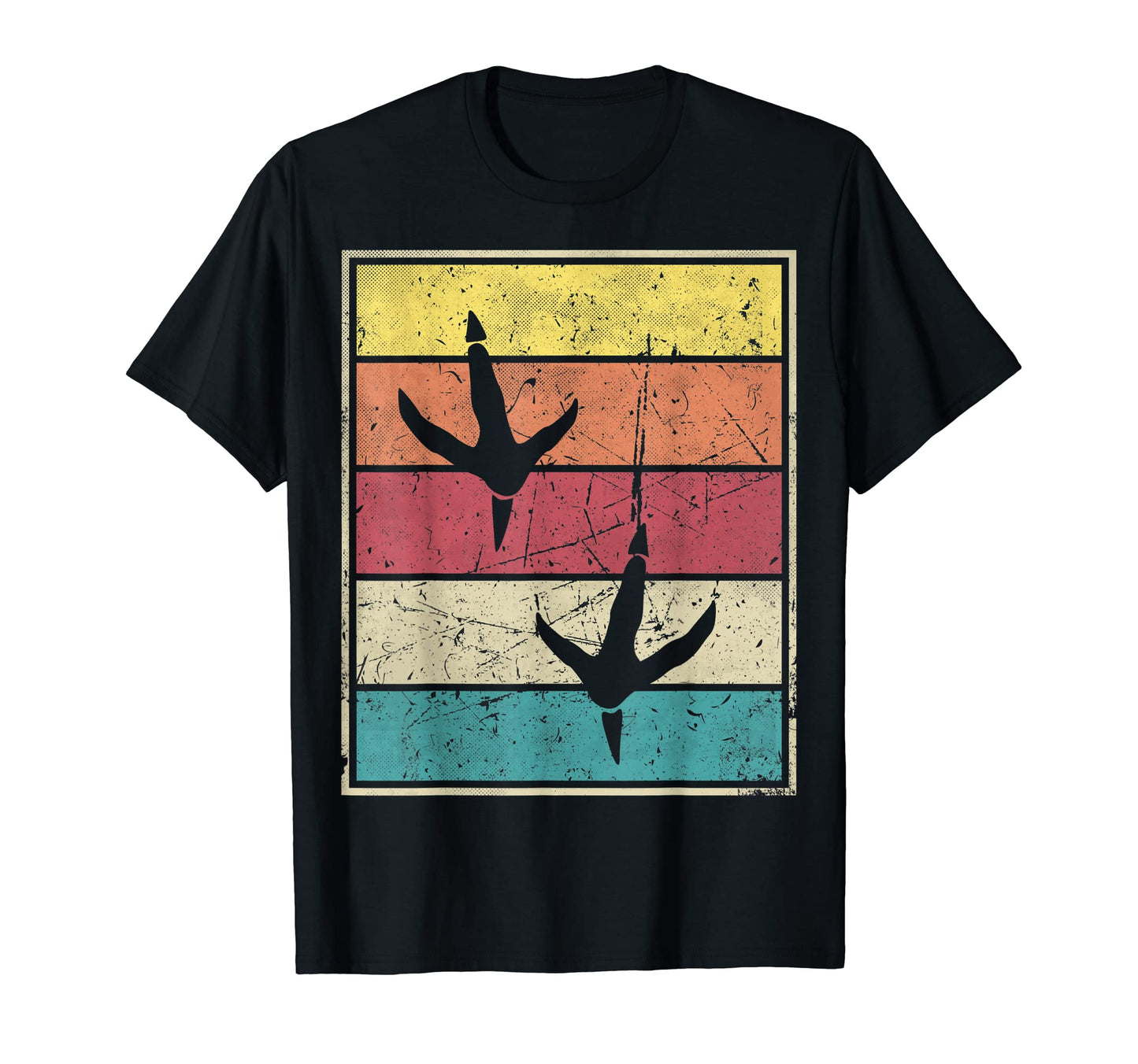 Oviraptor Footprints Stripes T-Shirt - Custom Art Print Men Women - T-Shirt, Sweatshirt, Hoodie