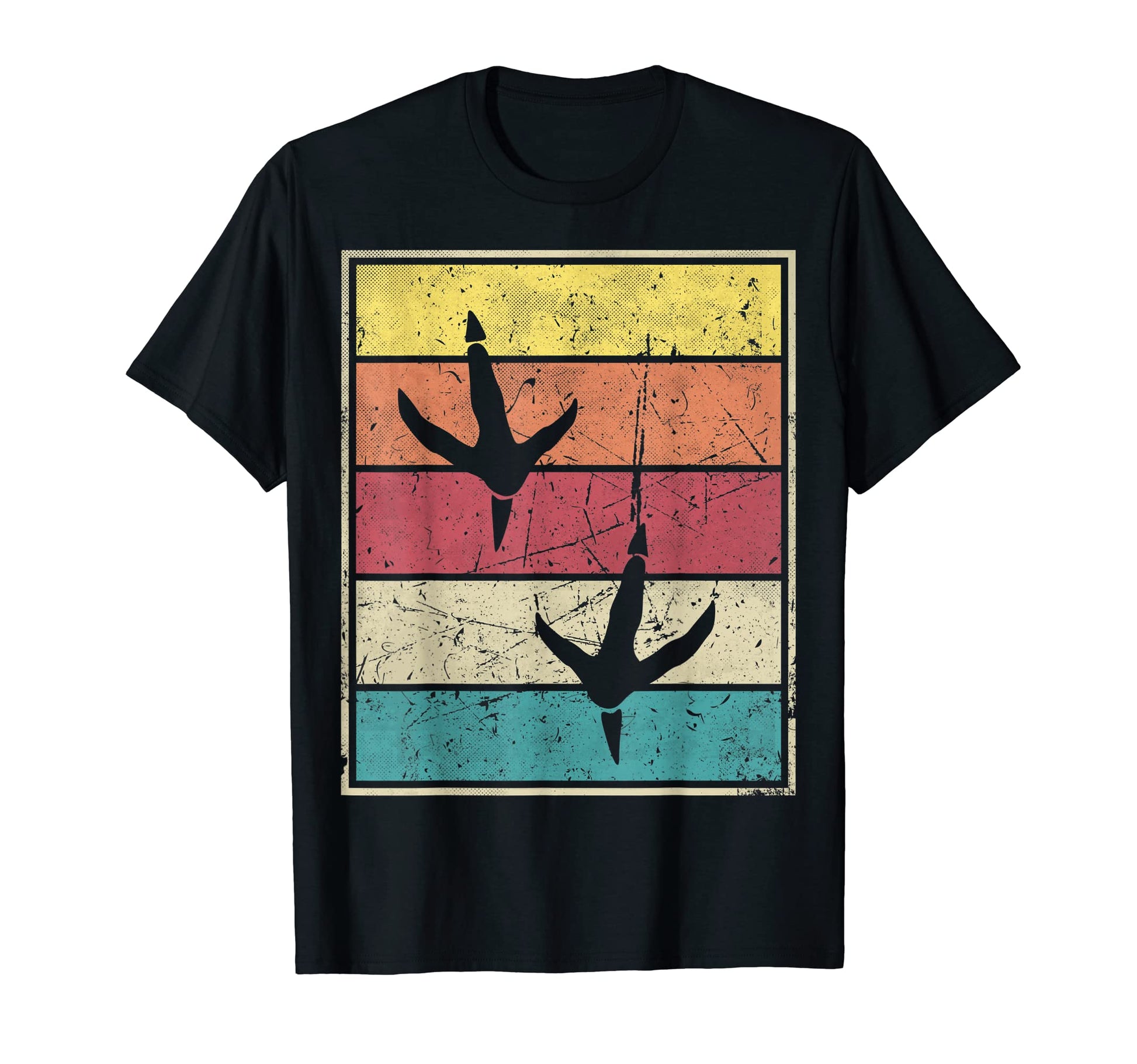 Oviraptor Footprints Stripes T-Shirt - Custom Art Print Men Women - T-Shirt, Sweatshirt, Hoodie