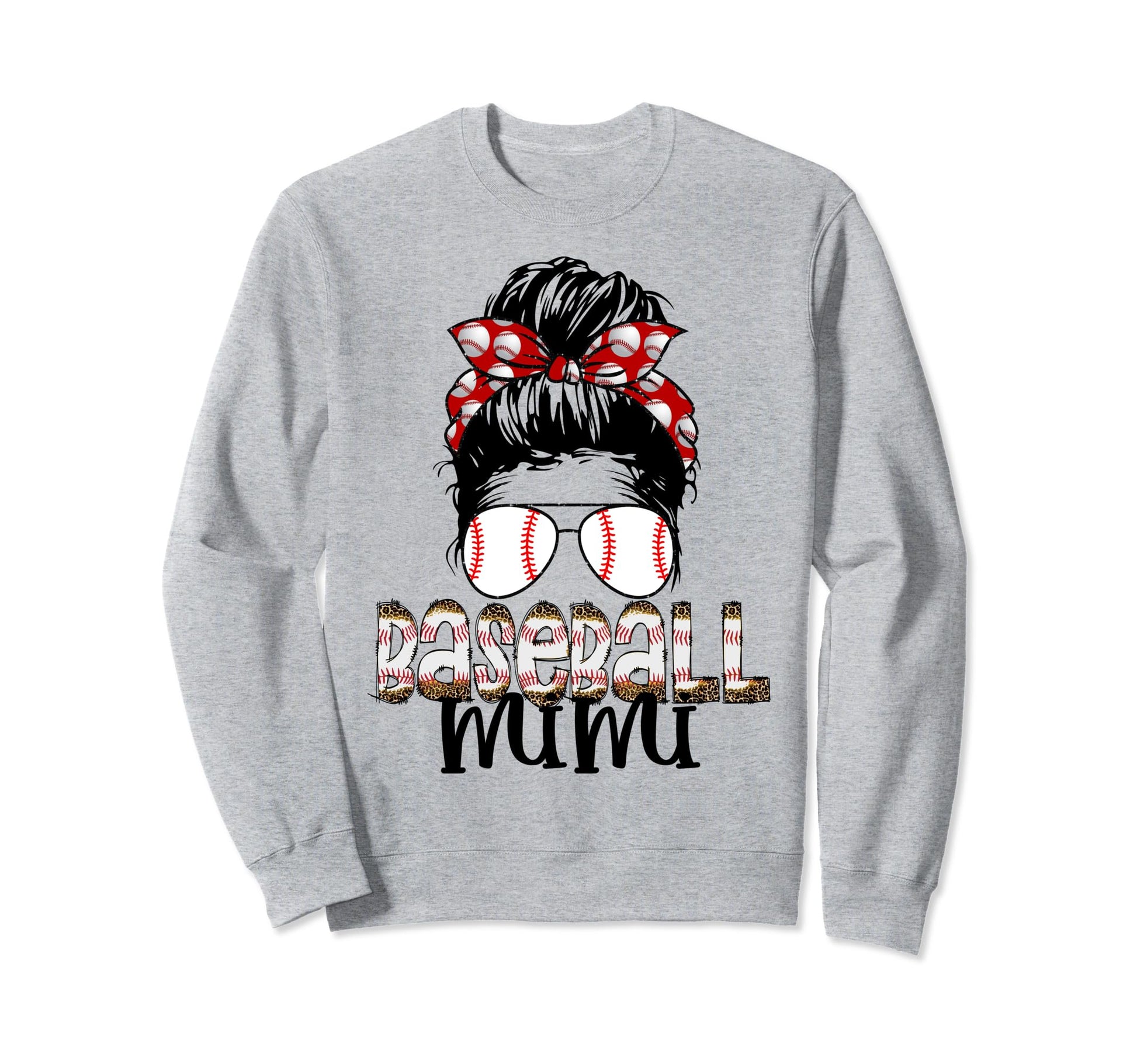 Baseball Mimi Messy Bun Sunglasses Sweatshirt - Graphic Print for Adults - T-Shirt, Sweatshirt, Hoodie