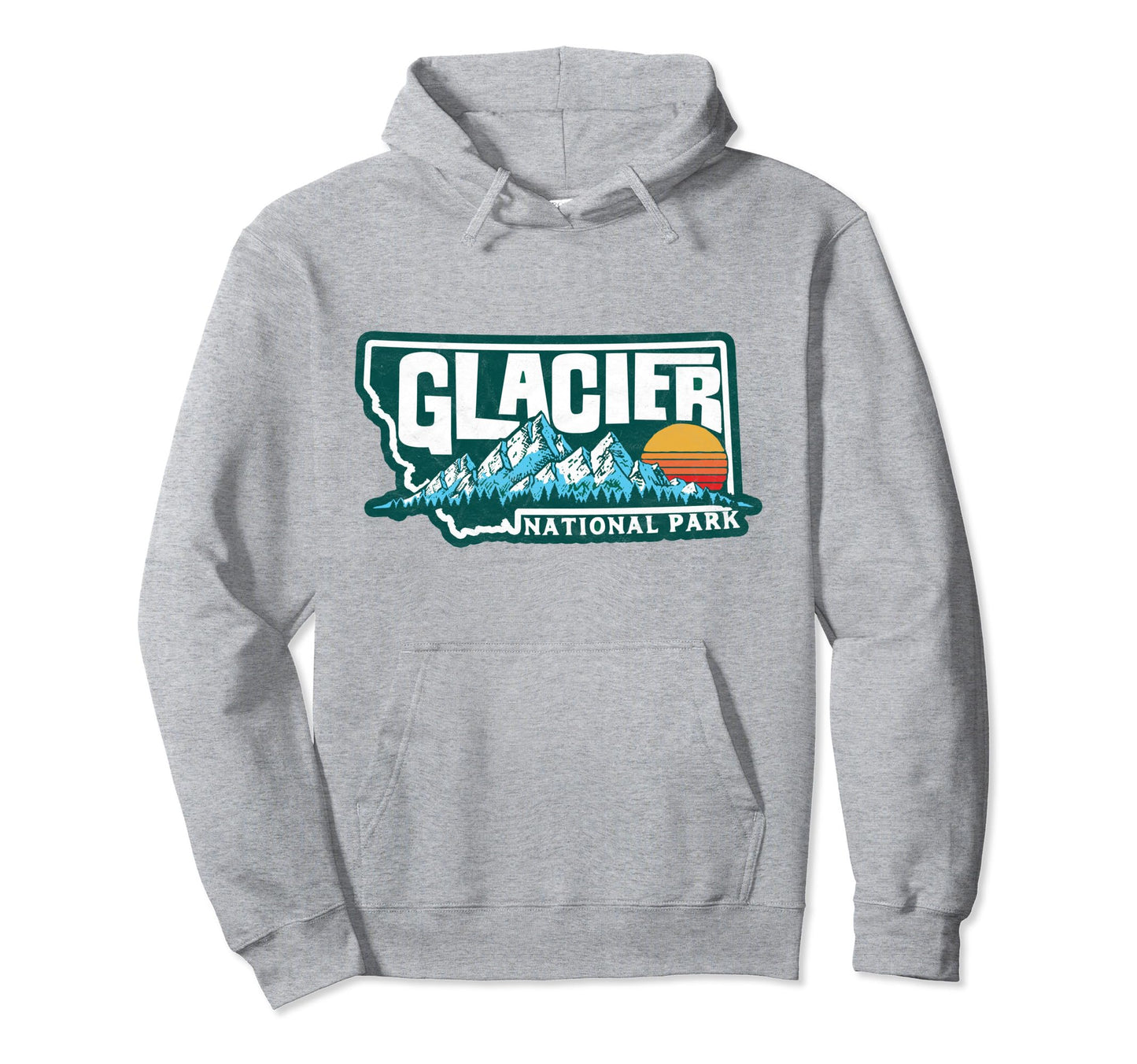 Glacier National Park Montana Mountain Hoodie - Minimalist Print for Adults - T-Shirt, Sweatshirt, Hoodie