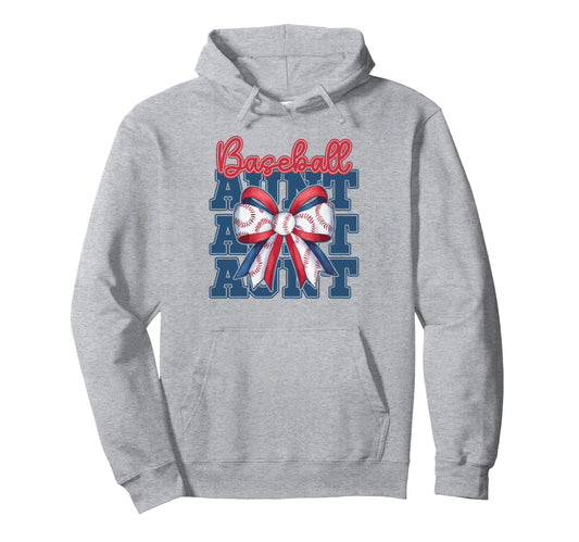 Baseball Aunt Coquette Bow Sport Auntie Hoodie - Novelty Apparel Men Women - T-Shirt, Sweatshirt, Hoodie