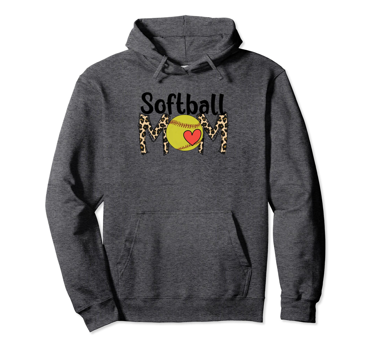 Softball Mom Leopard Funny Softball Hoodie - Fun Novelty Design Men Women - T-Shirt, Sweatshirt, Hoodie